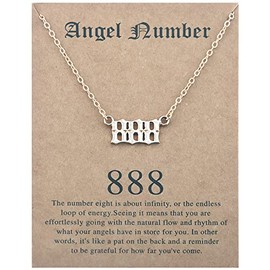 COLORFUL BLING Angel Number Necklace 111 222 333 444 555 666 777 888 999 Necklace Gold Silver Stainless Steel Angel Necklace for Women Numerology Jewelry Gifts, Metal, stainless