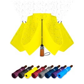 Inverted Umbrella Windproof - Large Canopy but Compact Folding Umbrellas for Rain, Lightweight Travel Umbrella, Reverse Umbrella Auto Open and Close, Strong Automatic Umbrella, Yellow