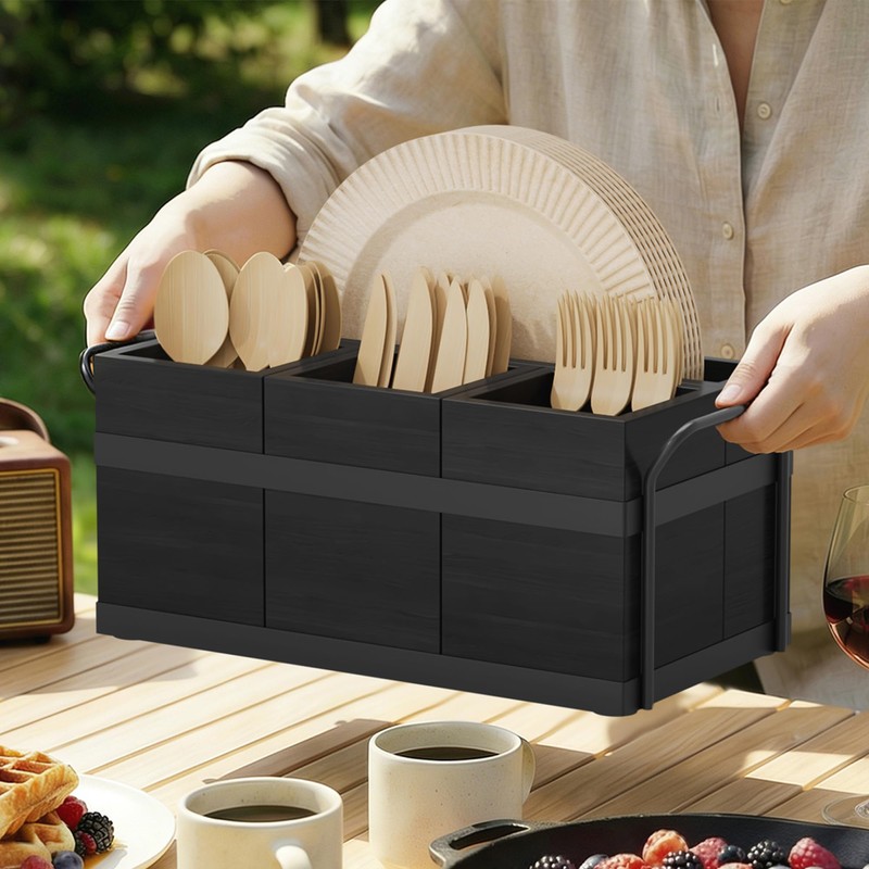 Yaoyiizy Wood Silverware Caddy Utensil Caddy for Party, Cutlery Holder