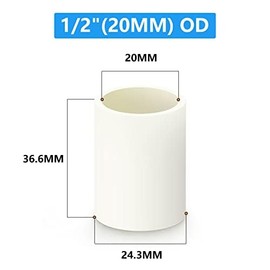 ERGAOBOY 15Pcs PVC Pipe Couplings, 1/2"（20MM PVC Straight Pressure Pipe Fittings, White Pipe Slip Socket Fitting Adapter Connector