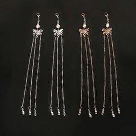 Pokinge 2pairs Classical Tassel Hairpin for women Chinese HANFU Traditional Butterfly Hairpin Tassel Headwear With Lobster Clasp DIY Hair Accessories(Gold,Silver)