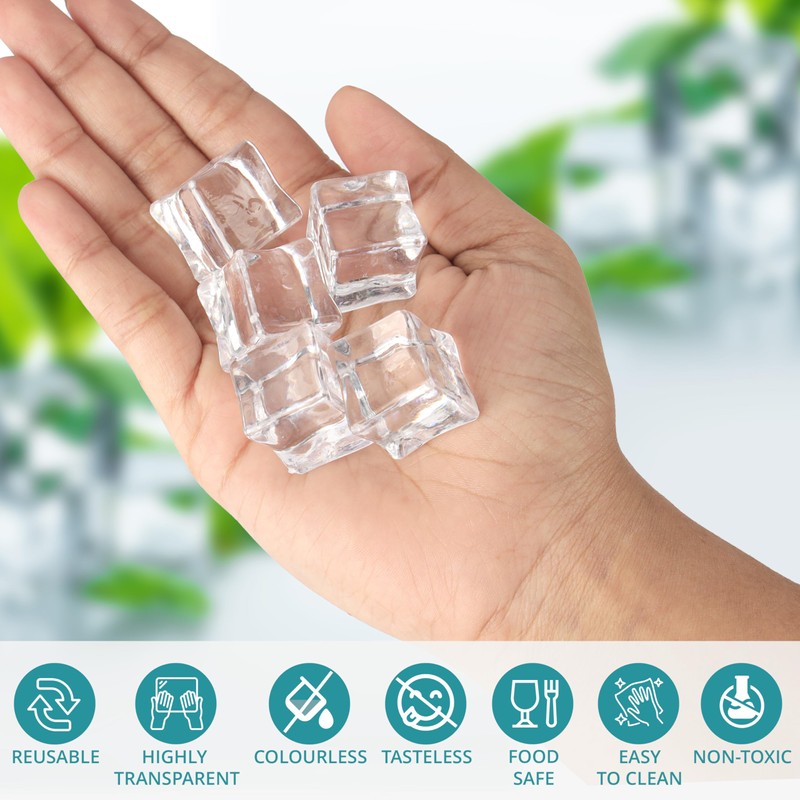 Belle Vous Pack of 50 Reusable Plastic Ice Cubes -