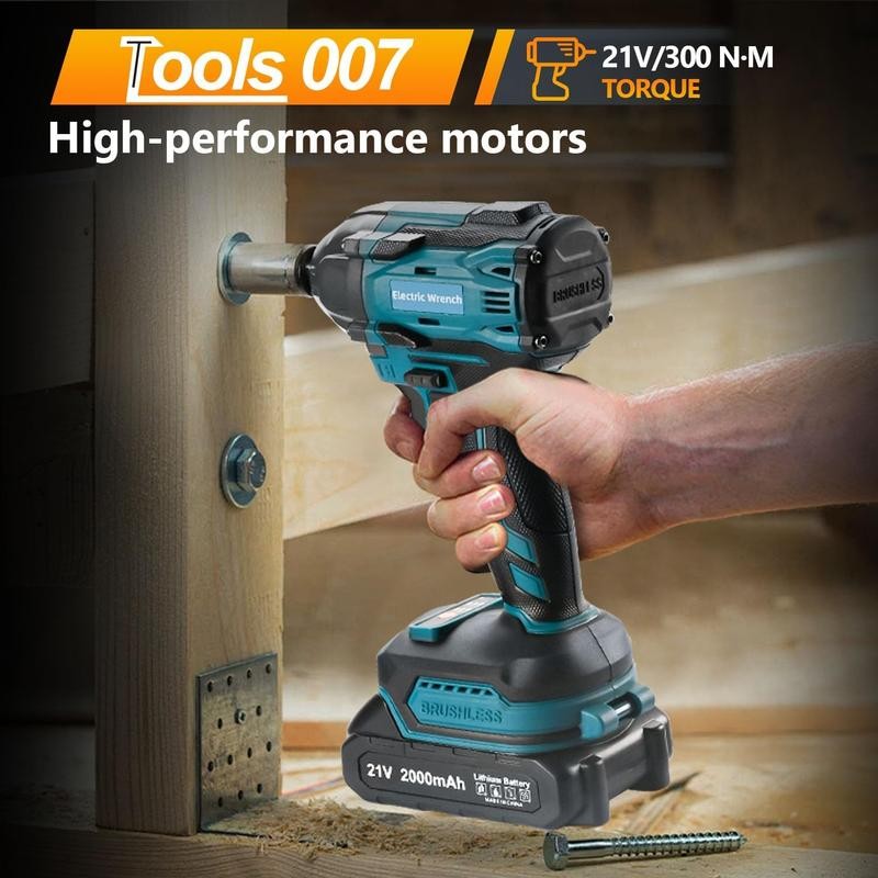 300N.m Cordless Impact Wrench 21V Torque Power Impact Driver with