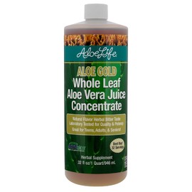 Aloe Life - Whole Leaf Aloe Vera Juice, Certified Organic, Gluten-Free (Aloe Gold, 32 oz)
