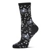 MeMoi Musical Notes Rayon Blend Crew Sock Black 9-11