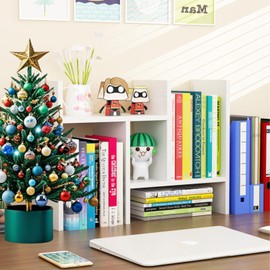 ShellKingdom Desk Shelf Organizer, H-Shaped Desktop Shelves, Adjustable Desktop Corner Shelf, Bookshelf Storage Rack and Cubicle Decor for Desk, Tabletop, School, Office, Dorm Desk Organizer - White