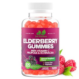 Elderberry 200mg Gummies with Vitamin C, Echinacea, Propolis (100 count) - Immune Support for Adults & Kids - Maximum Strength, Great Tasting Raspberr