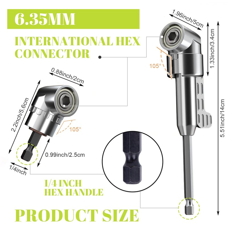 BoxedHome 13 pieces 105° angle screwdriver attachment adapter, angle attachment