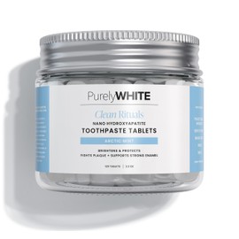 PurelyWHITE | Remineralizing Toothpaste Tablets | Nano Hydroxyapatite Fluoride-Free | 120 Toothpaste Tabs | Freshens Breath, Whitens Teeth & Strengthens Tooth Enamel