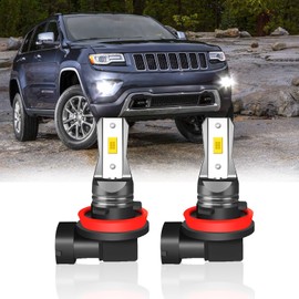 2 LED fog light bulbs for Jeep Grand Cherokee 2014-2018,H11 LED fog light bulbs, 3200 lumens super bright, 6000K Xenon white, GSP chip, DRL replacement lights