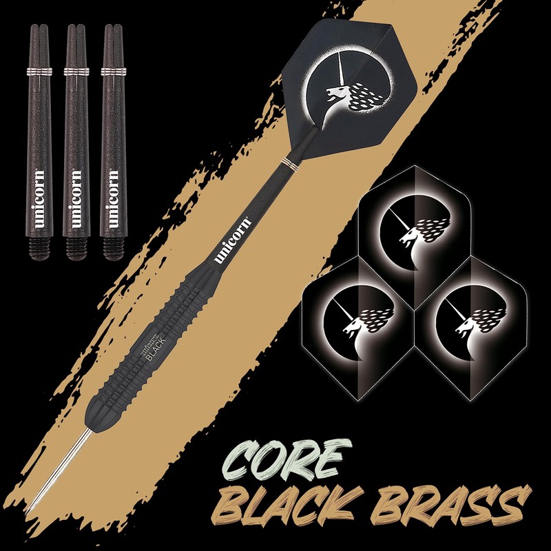 Unicorn Steel Tip Darts Set | Core Plus Black Brass