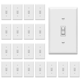 ENERLITES Toggle Light Switch with Wall Plate, Single Pole, 15A 120-277V, Grounding Screw, Residential Grade, UL Listed, 88115-WWP-20PCS, White, 20 Pack
