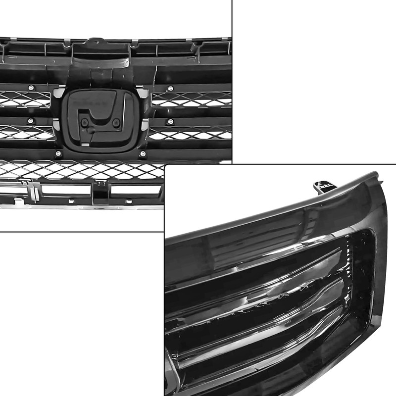 Partsflow Front Bumper Upper Grille Grill Assembly Gloss Black Compatible
