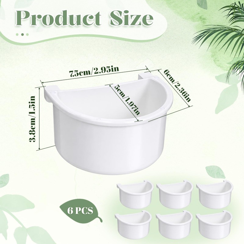 6 Pcs Plastic Bird Food Feeder Bird Cage Feeder Hanging