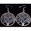Tree of Life Evil Eye Dangle Earrings, 40mm, Antique Silver,