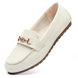 DeYashopin - Zapatos planos para mujer, zapatos de ocio, zapatos de trabajo, cómodos para caminar, Blanco, 27 cm