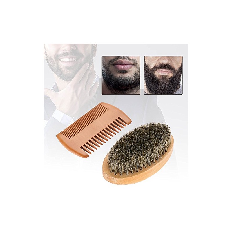 Set de cepillo y peine de barba de cerdas naturales