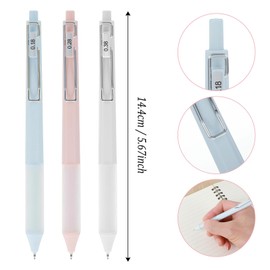 Ymapinc 3Pcs Ultra Fine Point Pens, Black Ink Pens 0.18mm/0.28mm/0.38mm Retractable Smooth Writing Cute Pen with Silicone Grip for Note taking Sketching Drawing Stationery Journaling Stationery