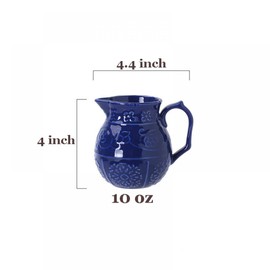 CHOOLD Blue Embossed Ceramic Sugar and Creamer Set with Lid Spoon Creamer Serving Set Coffee Serving Set, 10oz