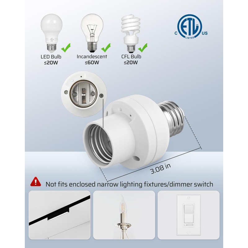 DEWENWILS Remote Control Light Bulb Socket, Wireless Light Switch for