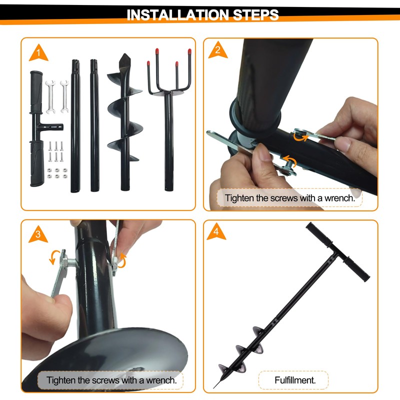 2 in 1 Hand Auger Spiral Drill for Planting, 4