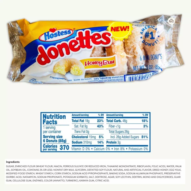 Hostess Honey Bun Mini Donettes, 3 oz Packs (Pack of