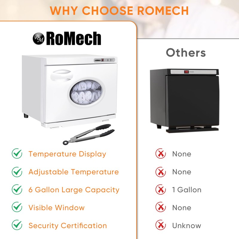 ROMECH 23L Hot Towel Warmer Cabinet, Professional Towel Heater with
