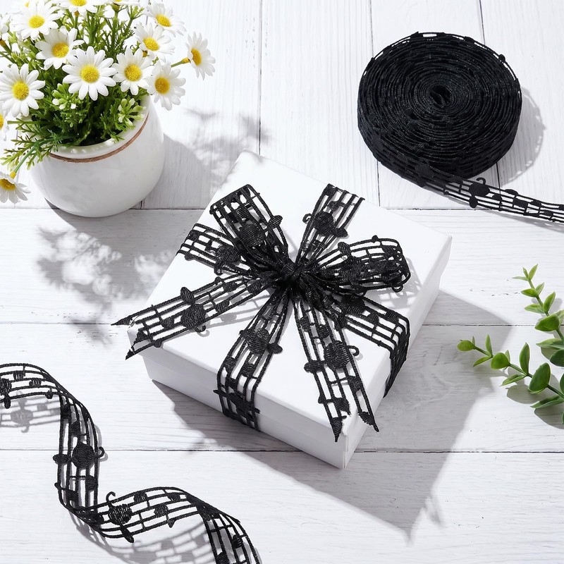 20 Yards Music Note Ribbon- Black Music Note Trim Party