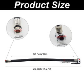Tyre Inflator Hose 36 cm Long Tyre Inflator Valve Extension Road Bike Tyre Inflator Hose Air Pump Universal Tyre Inflator Hose Adapter Air Valve Connection Hoses for Car Motorcycle Bicycle