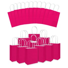 qiqee 24PCS Small Gift Bag with Handles Bulk 8.3"x6"x3" Gift Bags Rose Pink Bags Multiple Uses (Small Size)