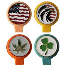 MONKEY SUN Silicone Golf Hat Clip Ball Marker, Strong Magnetic Closure, Set of 4 Ball Markers & 4 Hat Clips, Great Gift for Women & Men Golfers (4 Set, 4 Colors)