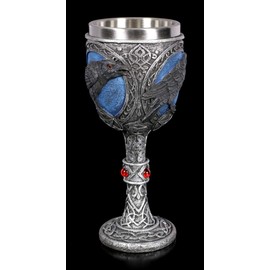 Figuren Shop GmbH Fantasy Drinking Goblet - Night Raven | Wine Cup, Decorative Goblet, Decorative Item with Stainless Steel Insert, Height 18 cm