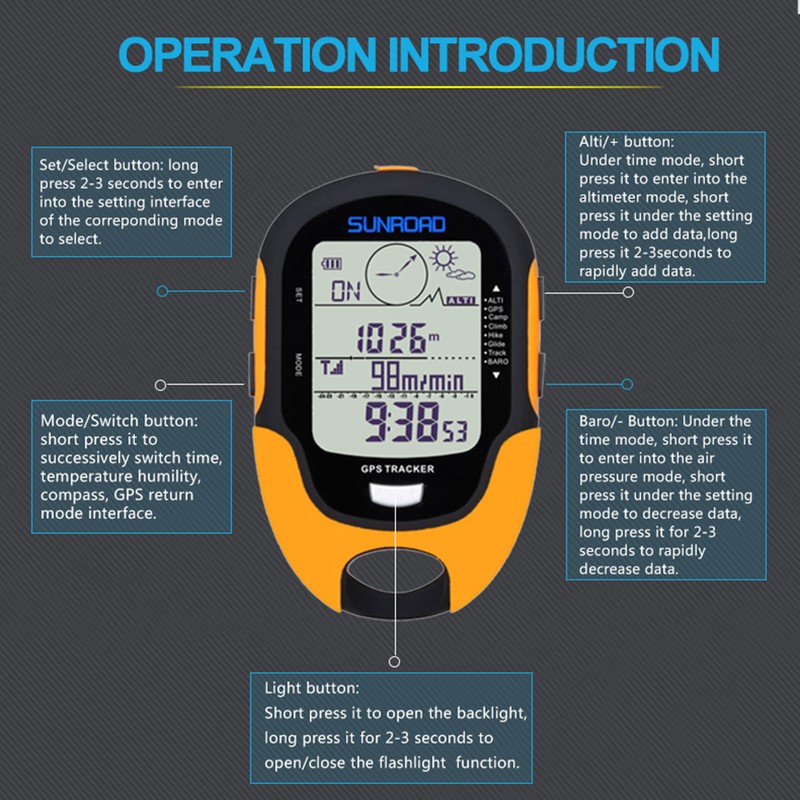 Multifunction LCD Digital GPS Altimeter Barometer Compass Portable Outdoor Camping