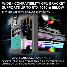 GSCOLER ARGB GPU Support Bracket, Universal Graphics Card GPU Brace Support, Multi Angle Adjustable GPU Sag Bracket for Video Cards, 16.8M RGB Modes GPU Stand Built-in 5V3PIN Addressable RGB Strip