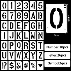 42-Piece Letter Stencil Set, 5 cm Stencils, Letters, Numbers Signs, Reusable DIY Letter Stencils, Writing, Painting and Crafts, Number Stencils for Children