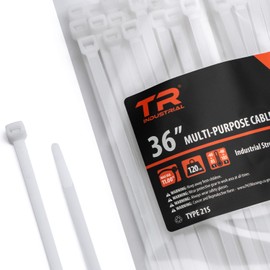 TR Industrial Multi-Purpose UV Resistant Natural Cable Ties, 36 inches, 50 Pack