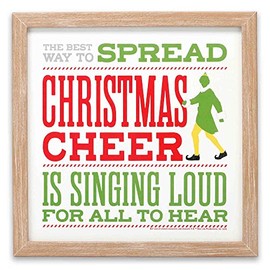 Open Road Brands Elf Movie The Best Way to Spread Christmas Cheer Framed Wood Wall Decor - Fun Elf Movie Quote Picture for Holiday Decorating