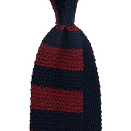 Maneragram Mannergram Silk Preppy Block Knit Tie Navy Wine