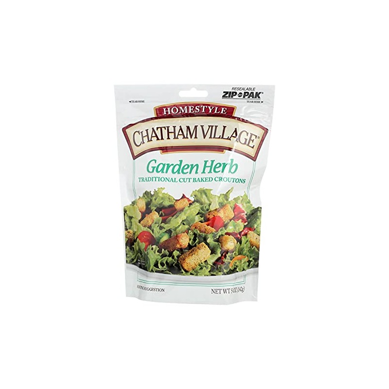 Chatham Village Homestyle Croutons, Garden Herb, 5-Ounce Bags (Pack of