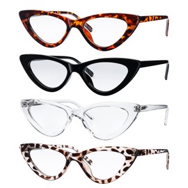Reading Glasses Blue Light Blocking Cat Eye Eyeglasses Computer Readers Anti Eyestrain for Women 4 Pk -+1.25