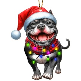 34HD Gifts for Christmas, Pit Bull Christmas Ornament Wooden 2-Side Printed, Dog for Dog Lovers, Christmas Decor for Trees