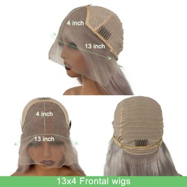 26 Inch Grey Lace Front Wigs Human Hair 13x4 HD Transparent Frontal Wigs Gray Colored Straight Lace Front Wigs Human Hair Pre Plucked with Baby Hair Sliver Glueless 180% Density