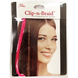 Mia Clip-n-Braid-Trendy, Instant Braid Made Out Of Synthetic Wig Hair On A Weft Clip-Beautiful Hot Pink Color, 14 Inches Long, Women And Girls 1pc