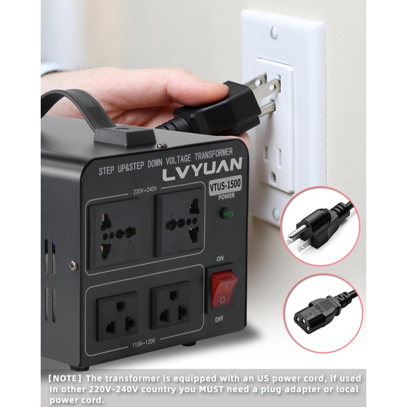 LVYUAN Voltage Converter Transformer 1500 Watt Step Up/Down Convert from