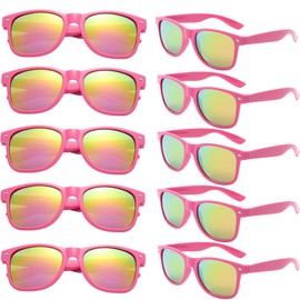 FSMILING Rectangle Sunglasses Vintage 80s Party Glasses Fantasy for Men Women, pink