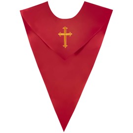 GraduatePro Choir Stole V Shape Adults Reversible Unisex Cross Red