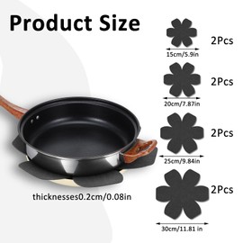 Classicseali 8pcs Pot Protectors for Stacking,4 Different Sizes Polyester Pan Dividers for Stacking,Black Pot Separators for Stackings and Protecting Your Cookware(6" 8" 10" 12")