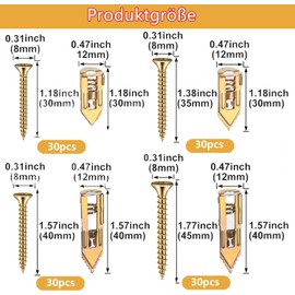 Pack of 120 Plasterboard Dowels with Screws Drywall Dowels Screws Set Drywall Dowels Self-Drilling Dowel Set Cavity Dowels Plasterboard Repair Tools for Fixing