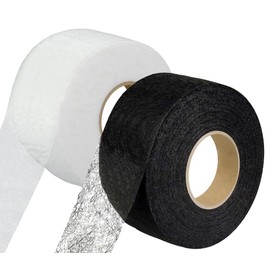 Bicoozz Nastro termoadesivo da applicare con il ferro da stiro, bianco, nero, 25 m, larghezza 60 mm, per riparare tessuti, tende, pantaloni, vestiti, Iron on (50 M-6 cm)