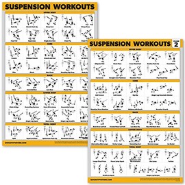Palace Learning 2 Pack Suspension Workout Posters - Volume 1 & 2 - LAMINATED Exercise Charts - 18" x 24" Vol. 1 & 2